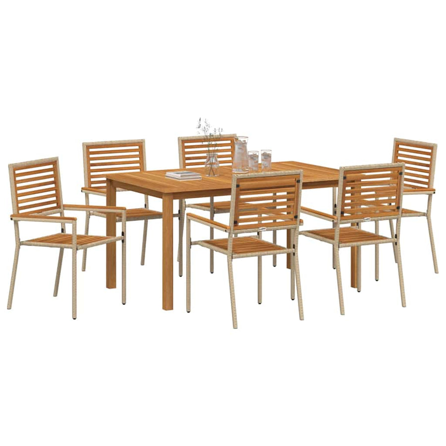 Tuin eettafelset 7 pcs Beige Massief Acaciahout
