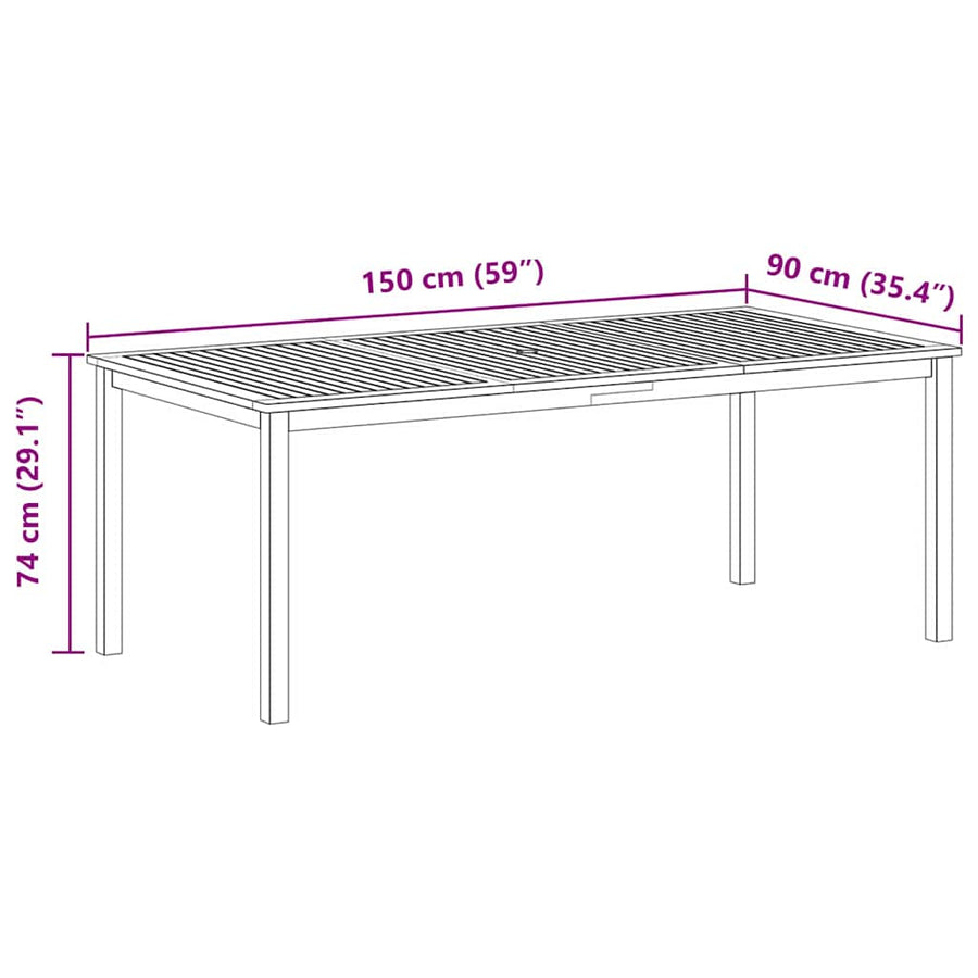 Tuin eettafelset 7 pcs Zwart Massief Acaciahout