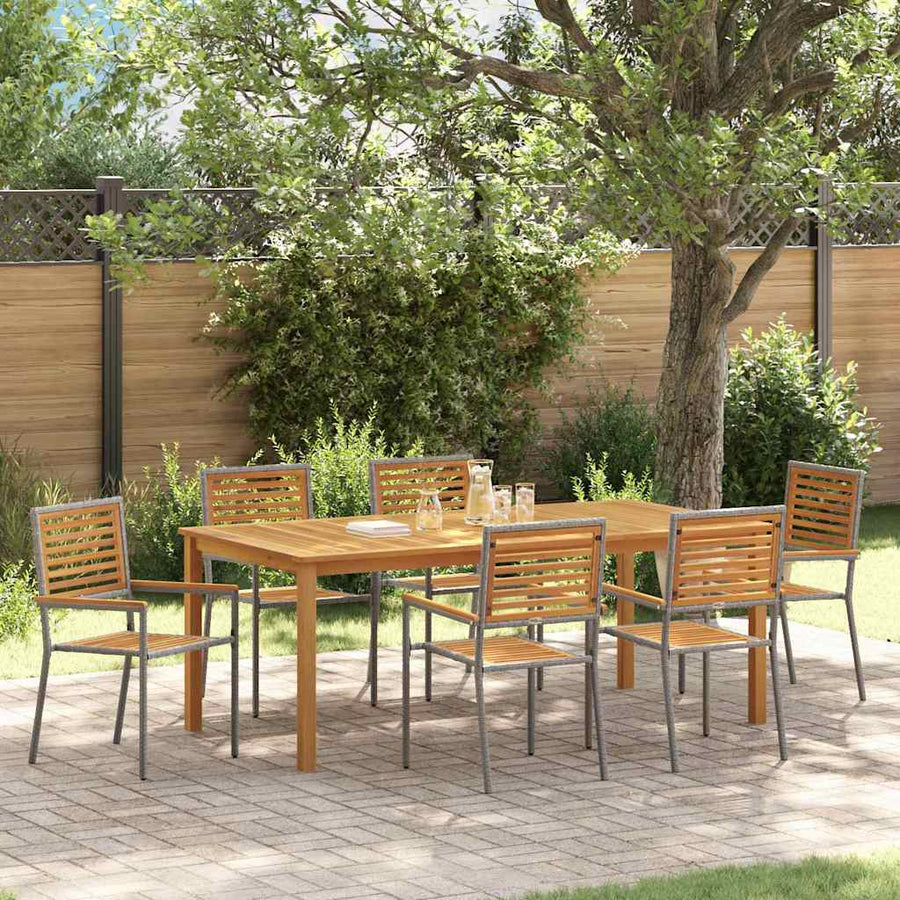 Tuin eettafelset 7 pcs Grijs Massief Acaciahout