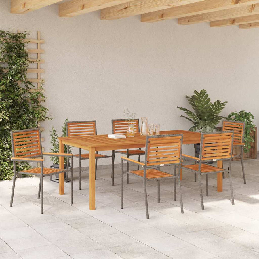 Tuin eettafelset 7 pcs Grijs Massief Acaciahout