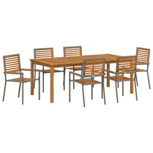 Tuin eettafelset 7 pcs Grijs Massief Acaciahout