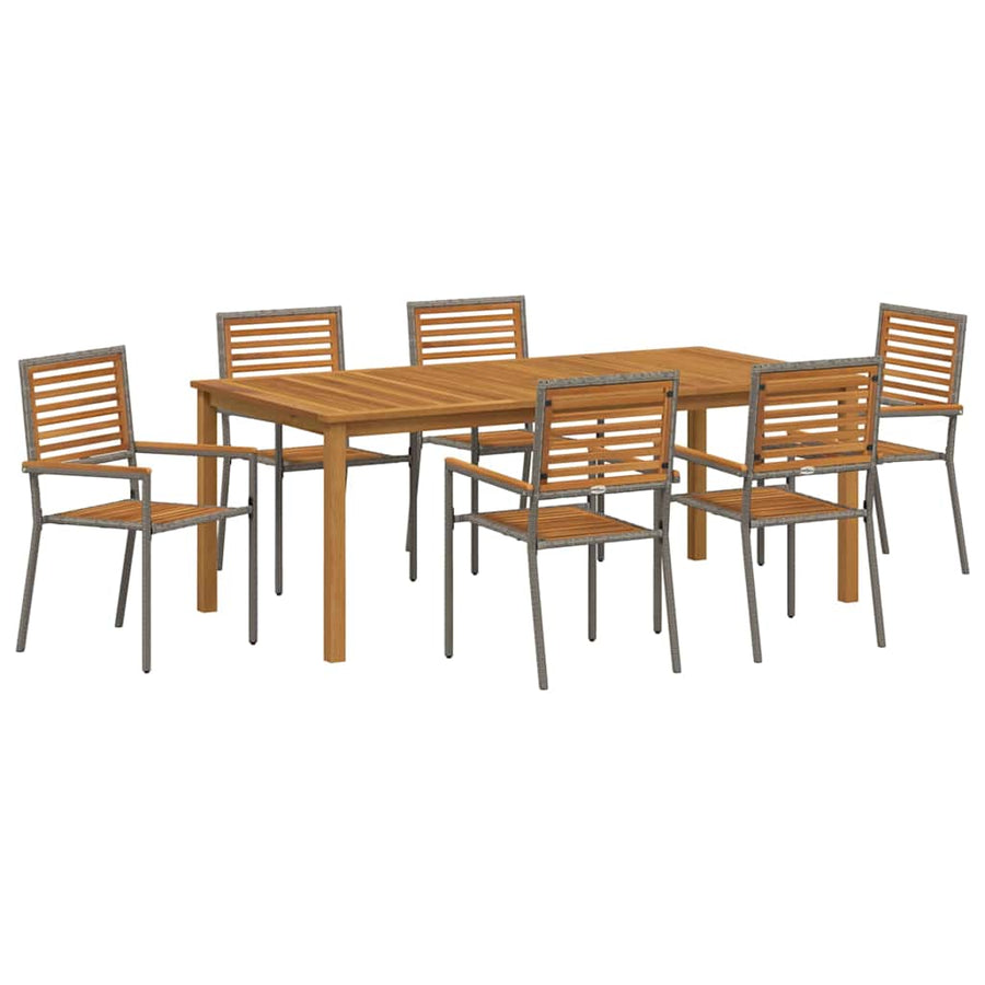 Tuin eettafelset 7 pcs Grijs Massief Acaciahout