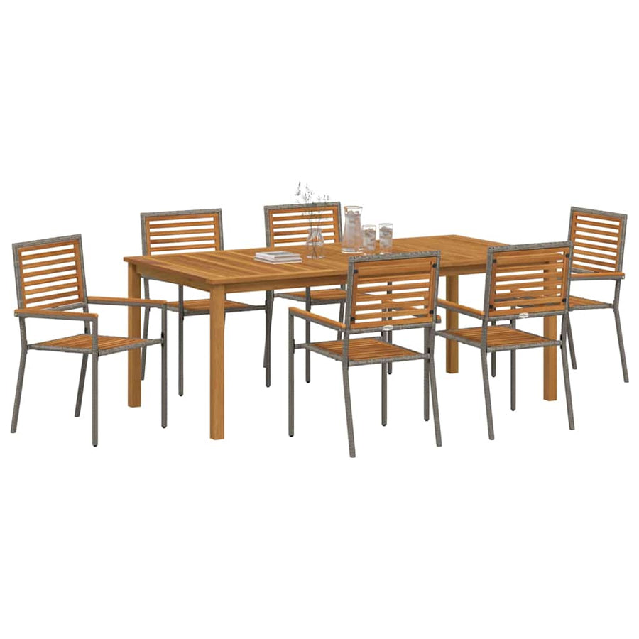 Tuin eettafelset 7 pcs Grijs Massief Acaciahout