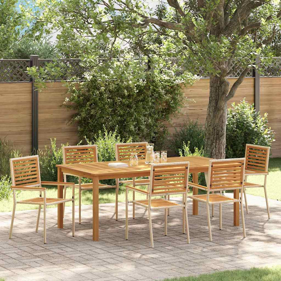 Tuin eettafelset 7 pcs Beige Massief Acaciahout