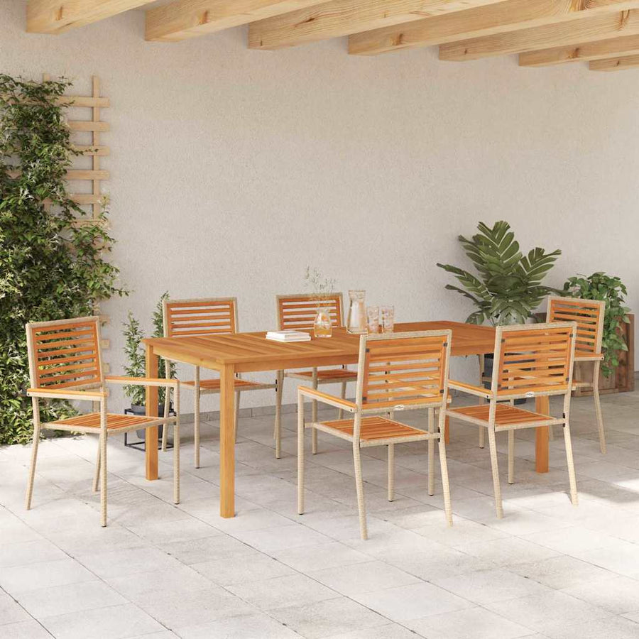 Tuin eettafelset 7 pcs Beige Massief Acaciahout