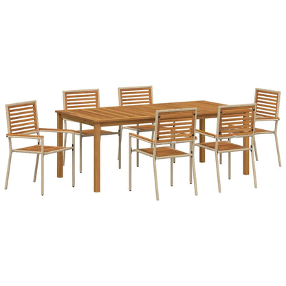 Tuin eettafelset 7 pcs Beige Massief Acaciahout