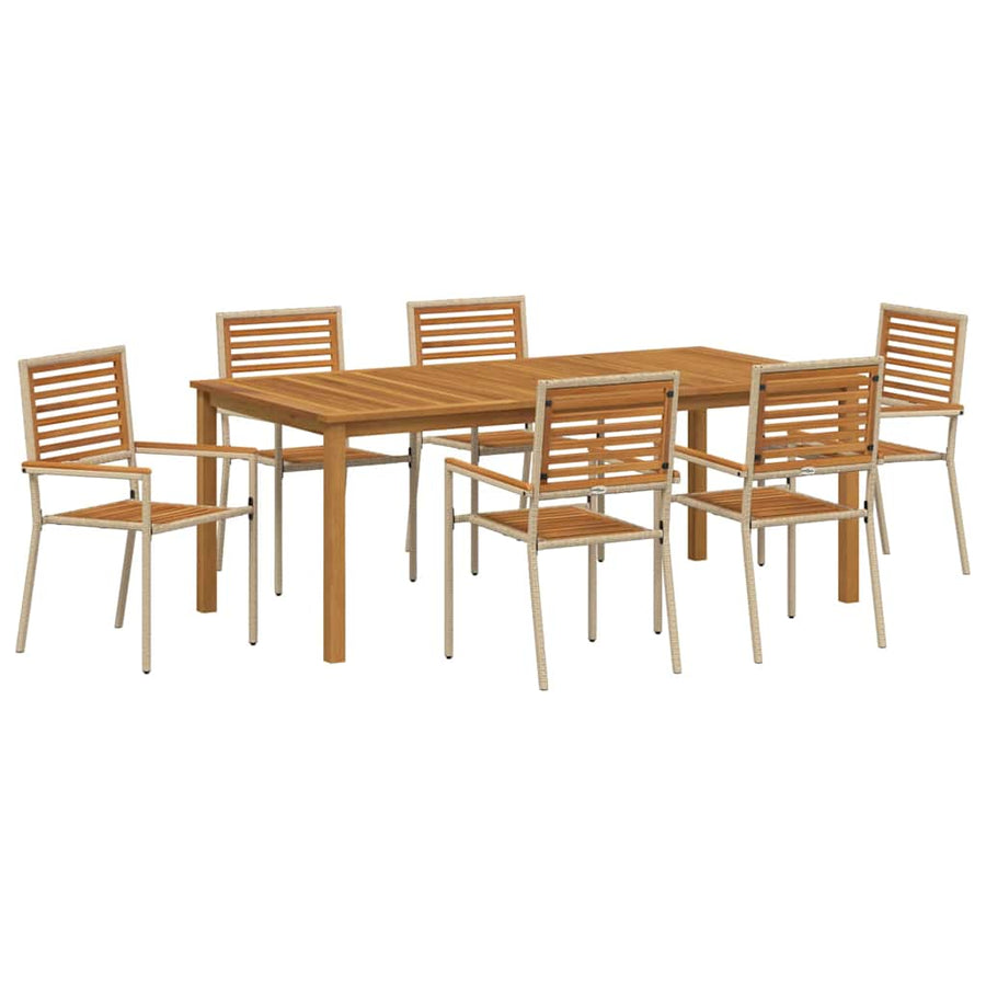 Tuin eettafelset 7 pcs Beige Massief Acaciahout