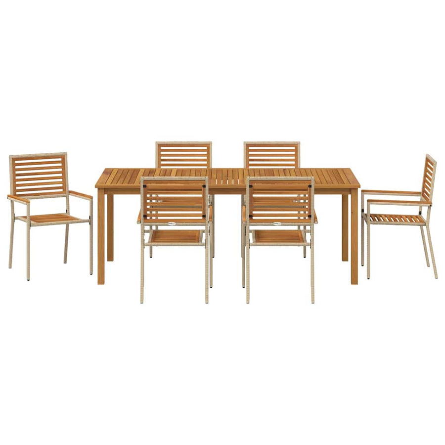 Tuin eettafelset 7 pcs Beige Massief Acaciahout