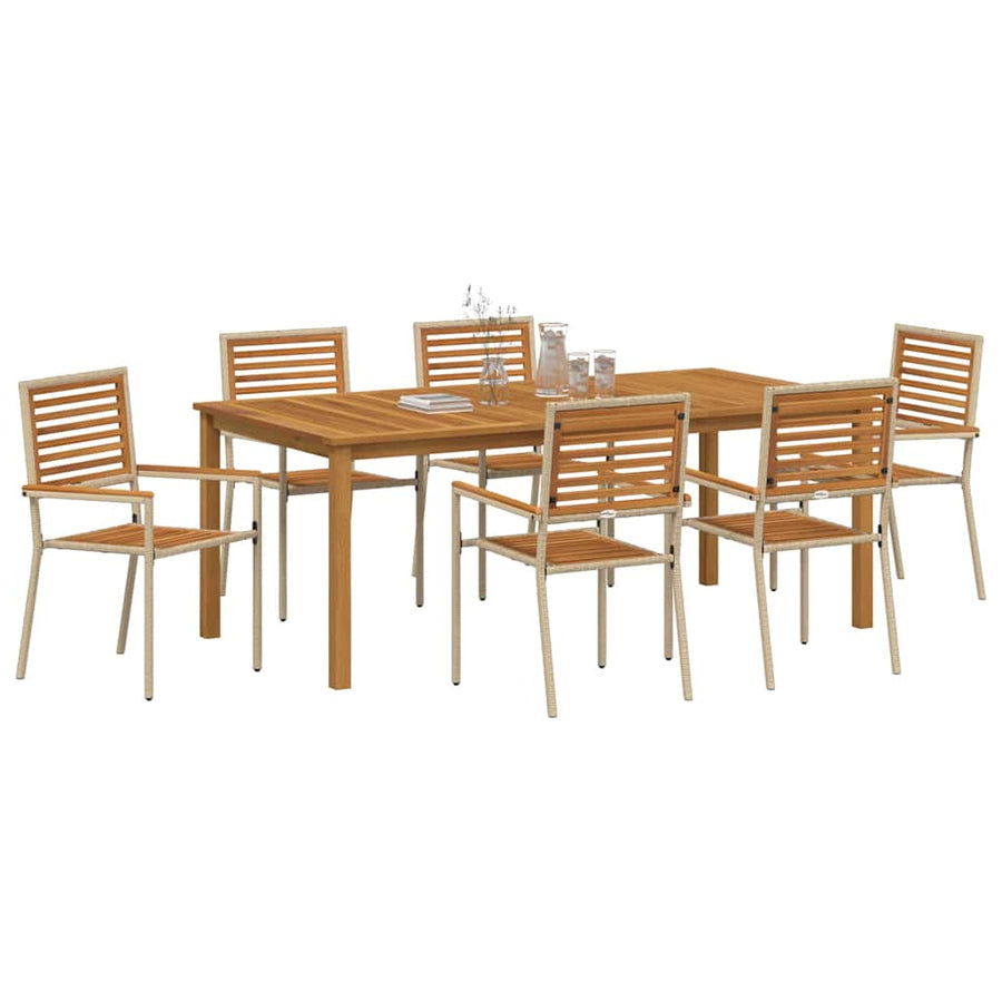 Tuin eettafelset 7 pcs Beige Massief Acaciahout