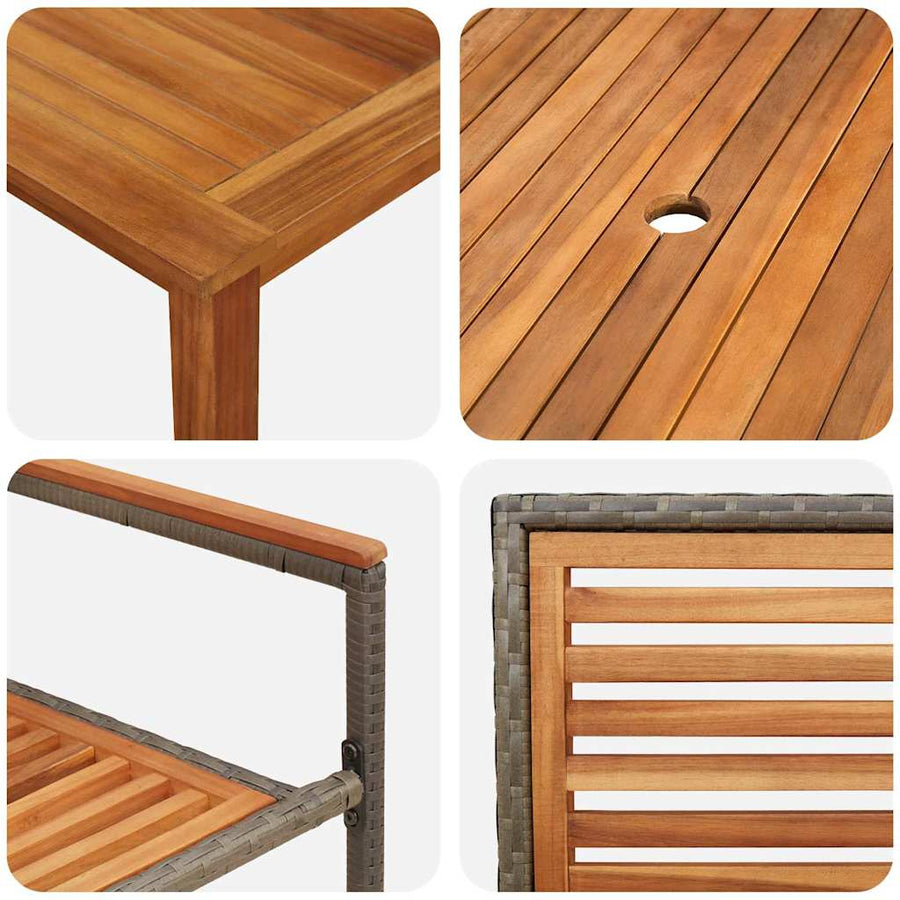 Tuin eettafelset 9 pcs Grijs Massief Acaciahout