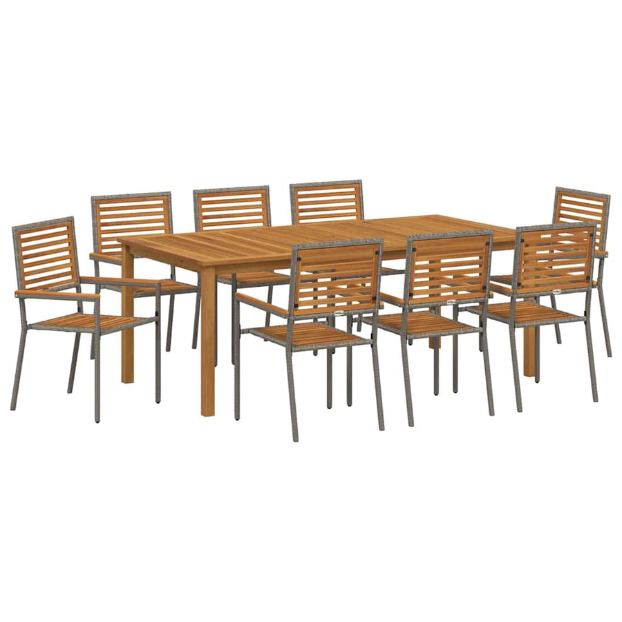 Tuin eettafelset 9 pcs Grijs Massief Acaciahout