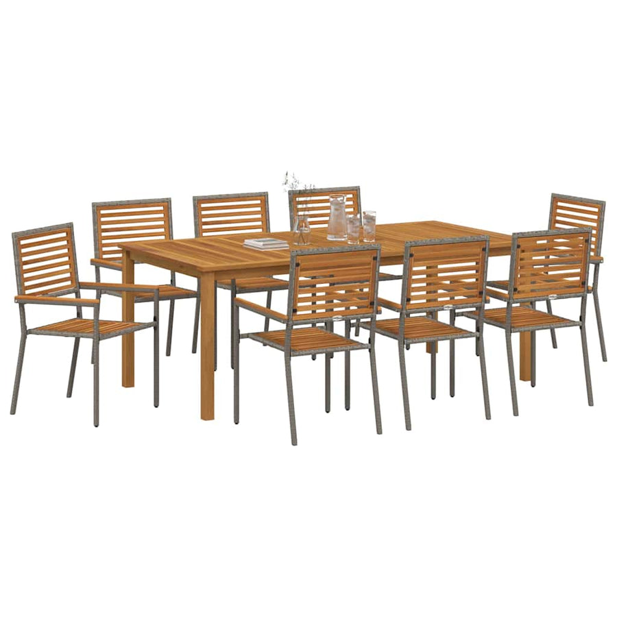 Tuin eettafelset 9 pcs Grijs Massief Acaciahout