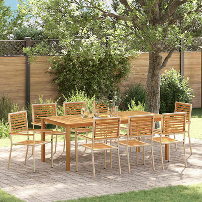 Tuin eettafelset 9 pcs Beige Massief Acaciahout