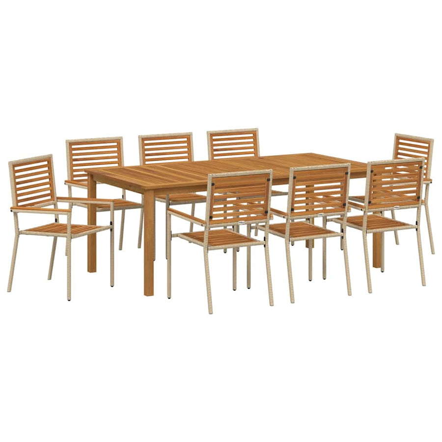Tuin eettafelset 9 pcs Beige Massief Acaciahout