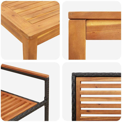 Tuin eettafelset 3 pcs Zwart Massief Acaciahout