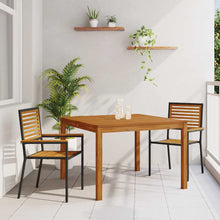 Tuin eettafelset 3 pcs Zwart Massief Acaciahout