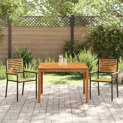 Tuin eettafelset 3 pcs Zwart Massief Acaciahout