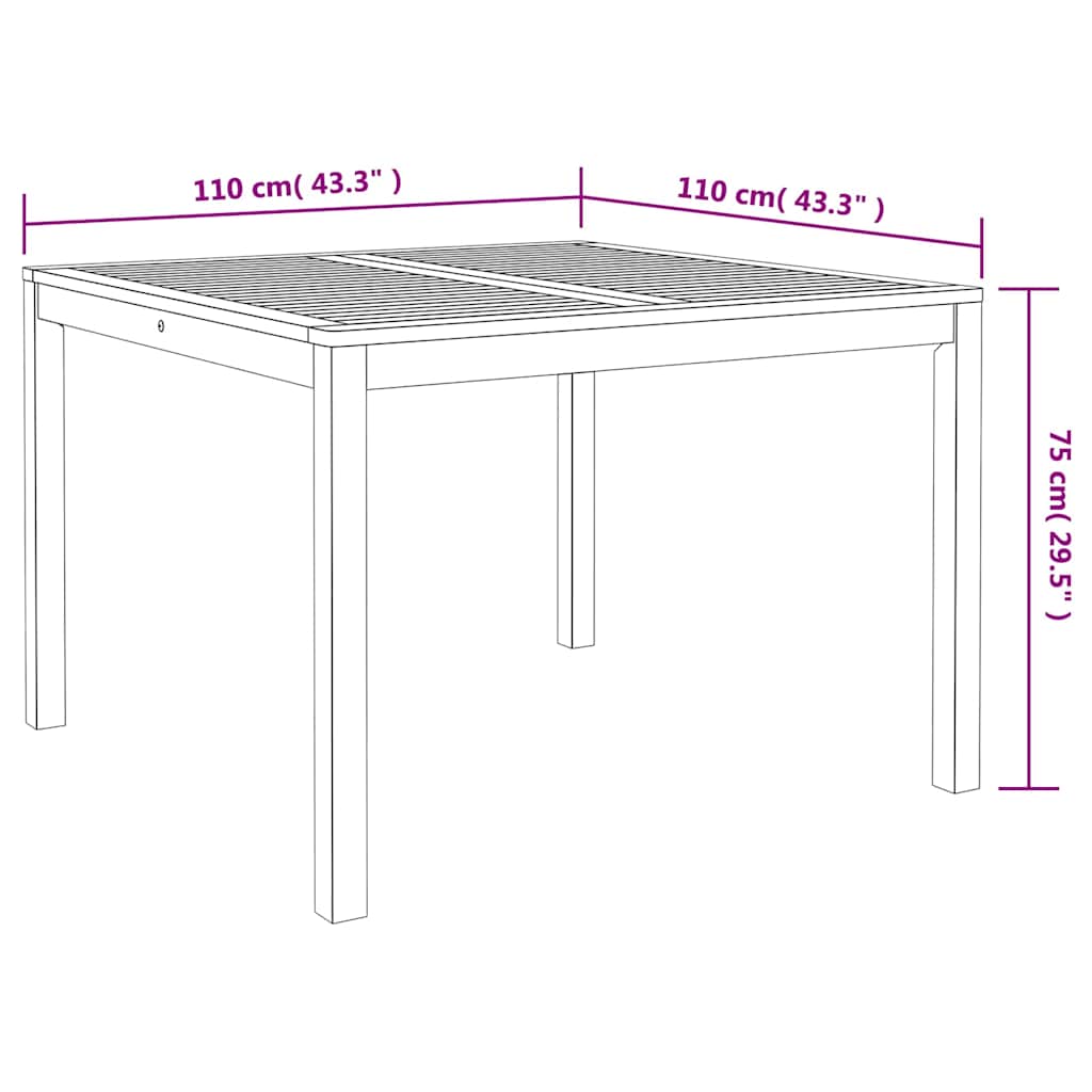 Tuin eettafelset 3 pcs Zwart Massief Acaciahout