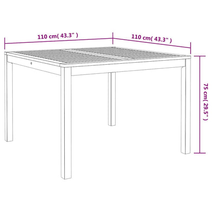 Tuin eettafelset 3 pcs Zwart Massief Acaciahout