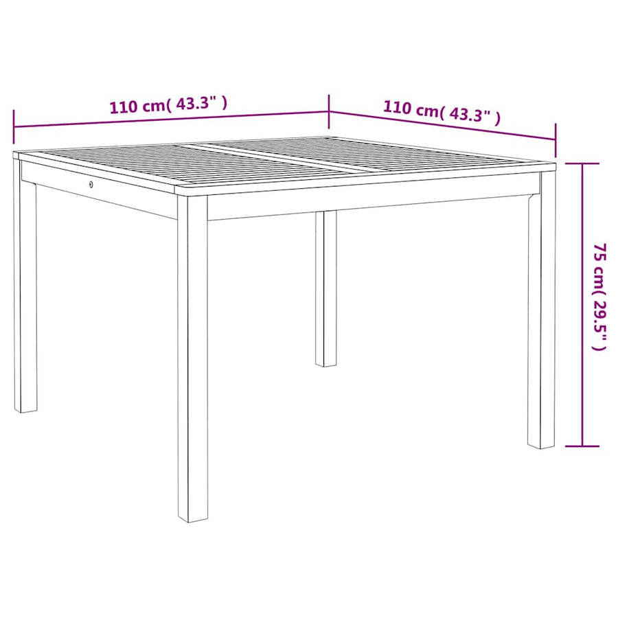 Tuin eettafelset 3 pcs Zwart Massief Acaciahout