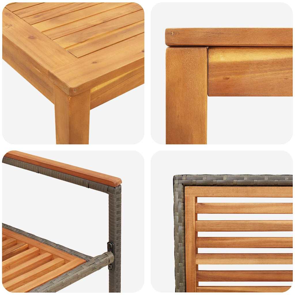 Tuin eettafelset 3 pcs Grijs Massief Acaciahout
