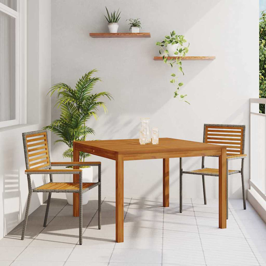 Tuin eettafelset 3 pcs Grijs Massief Acaciahout