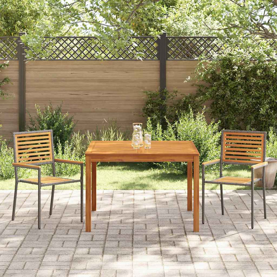 Tuin eettafelset 3 pcs Grijs Massief Acaciahout
