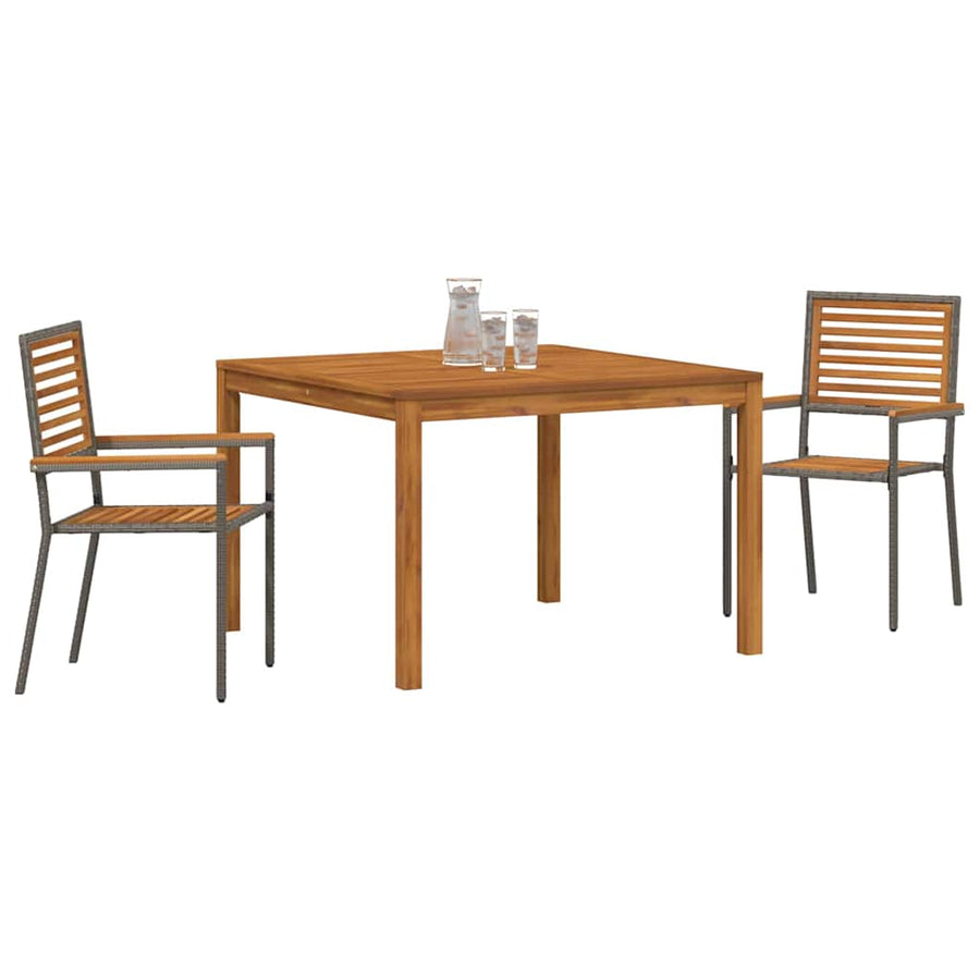 Tuin eettafelset 3 pcs Grijs Massief Acaciahout