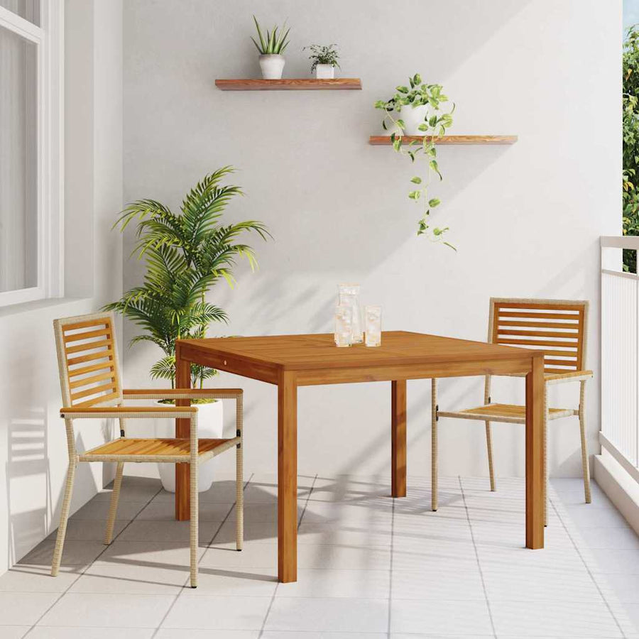 Tuin eettafelset 3 pcs Beige Massief Acaciahout