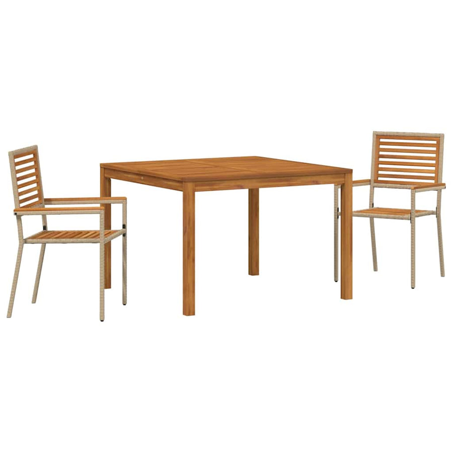 Tuin eettafelset 3 pcs Beige Massief Acaciahout