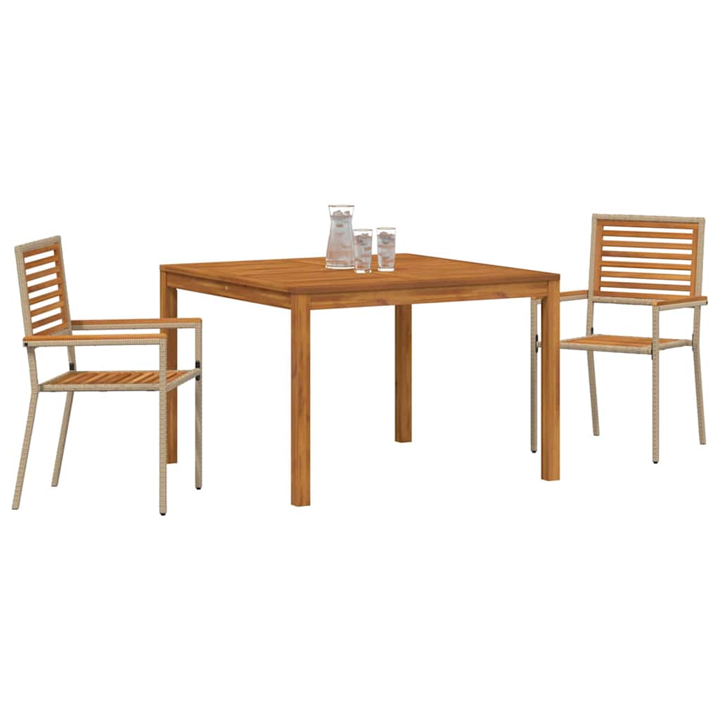 Tuin eettafelset 3 pcs Beige Massief Acaciahout