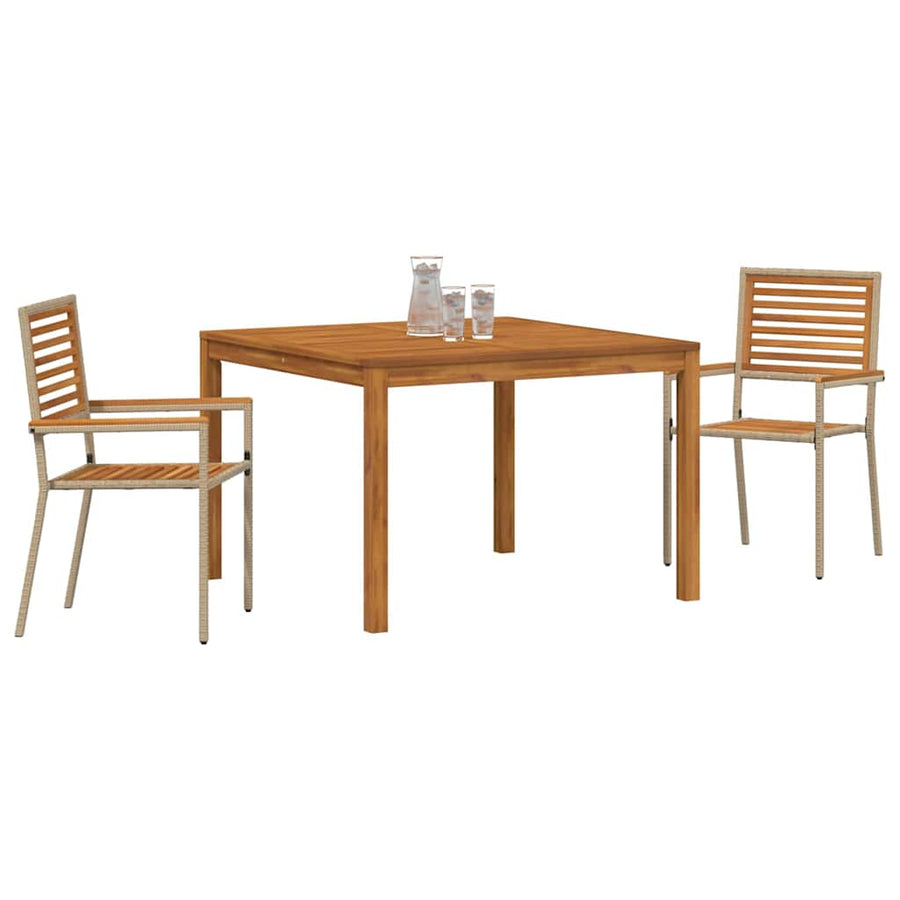 Tuin eettafelset 3 pcs Beige Massief Acaciahout