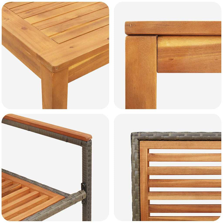 Tuin eettafelset 5 pcs Grijs Massief Acaciahout