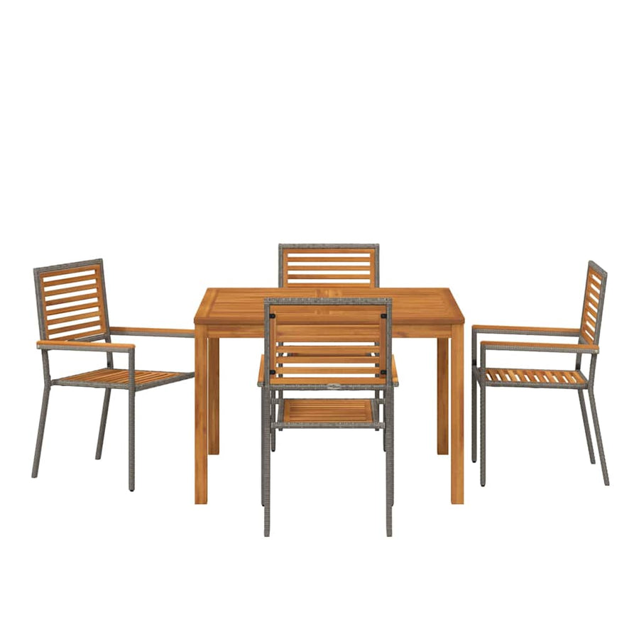 Tuin eettafelset 5 pcs Grijs Massief Acaciahout