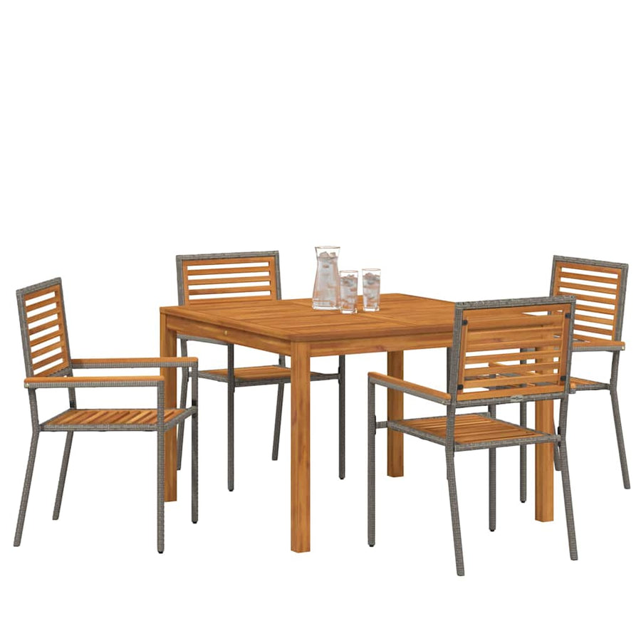Tuin eettafelset 5 pcs Grijs Massief Acaciahout