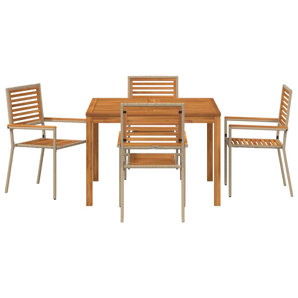 Tuin eettafelset 5 pcs Beige Massief Acaciahout