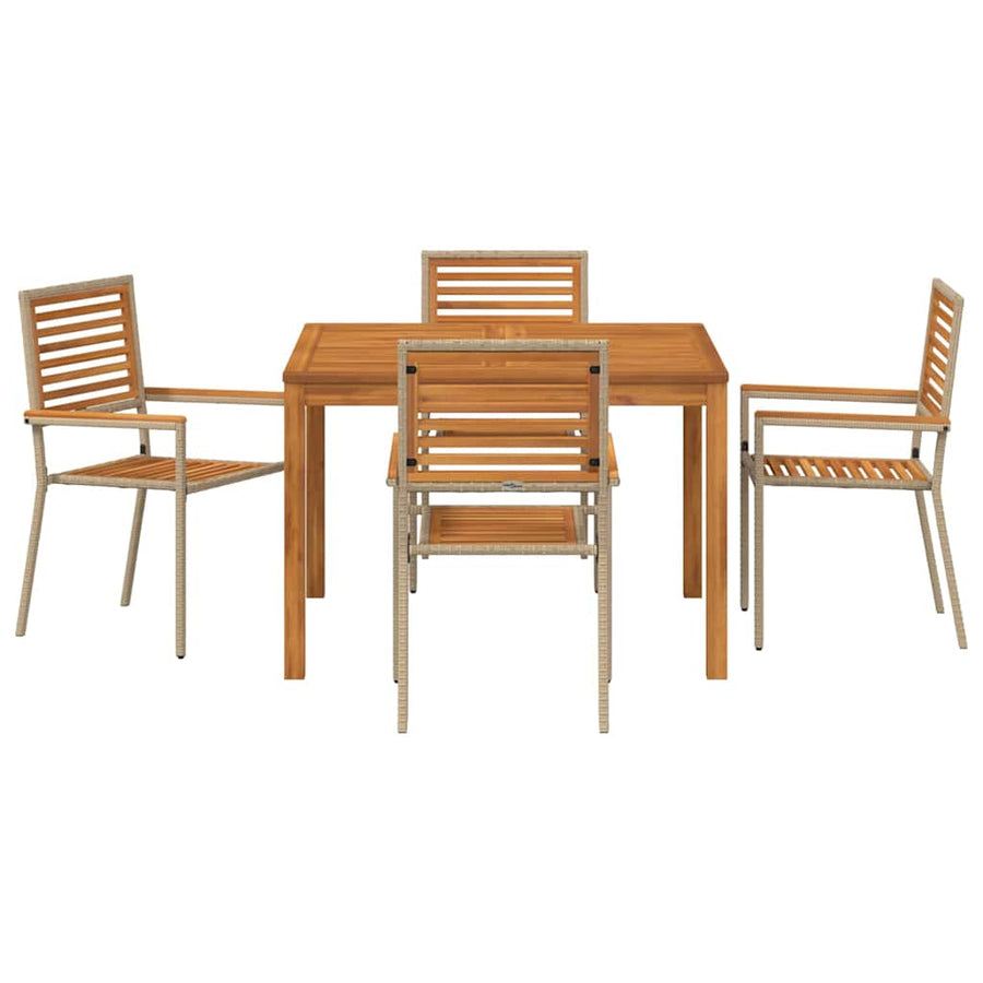 Tuin eettafelset 5 pcs Beige Massief Acaciahout