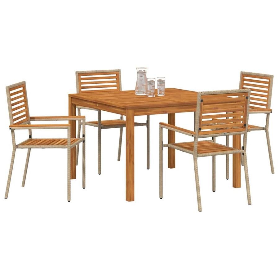 Tuin eettafelset 5 pcs Beige Massief Acaciahout