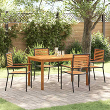 Tuin eettafelset 5 pcs Zwart Massief Acaciahout