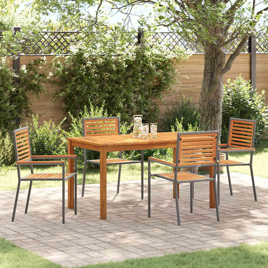 Tuin eettafelset 5 pcs Grijs Massief Acaciahout