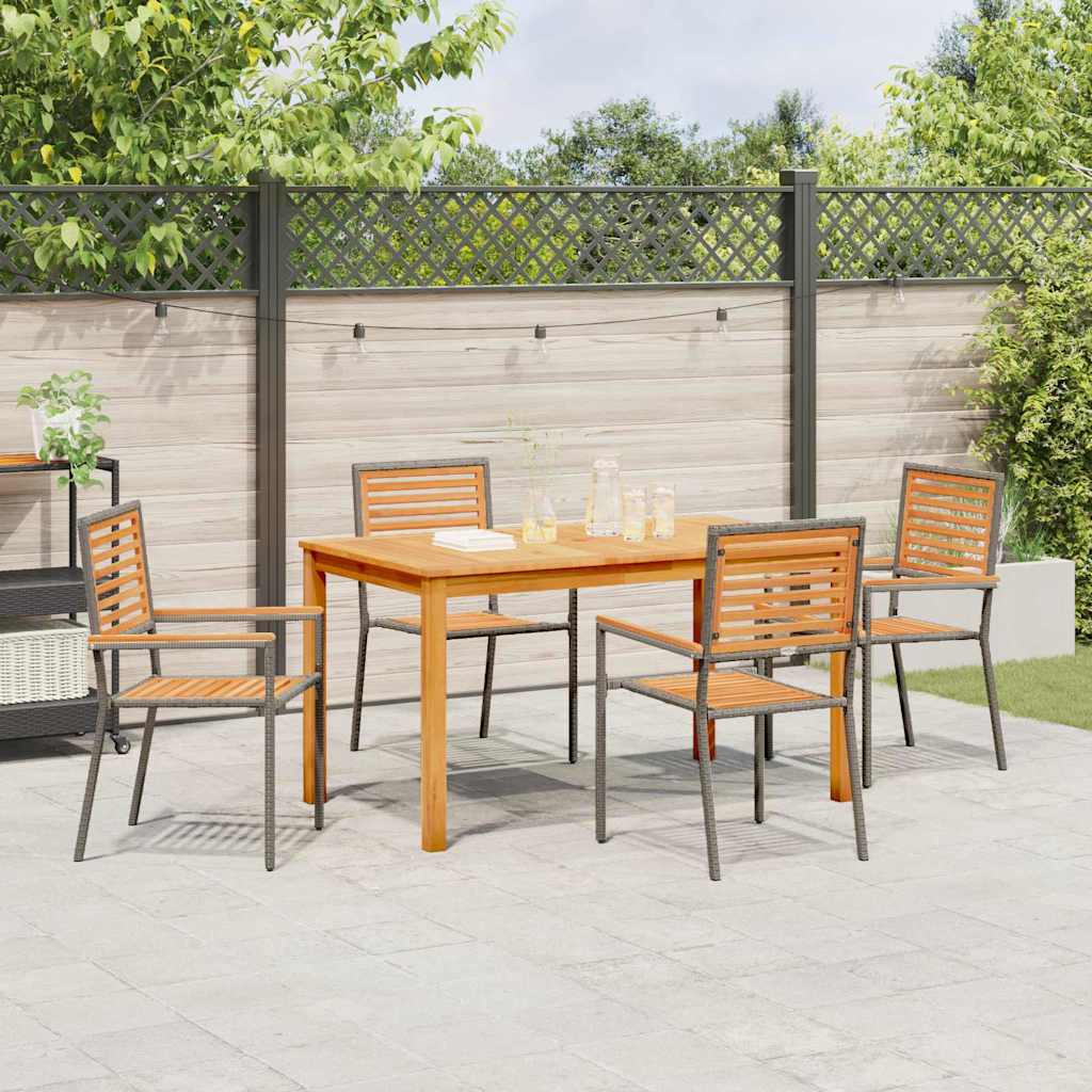 Tuin eettafelset 5 pcs Grijs Massief Acaciahout