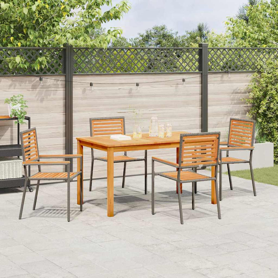 Tuin eettafelset 5 pcs Grijs Massief Acaciahout