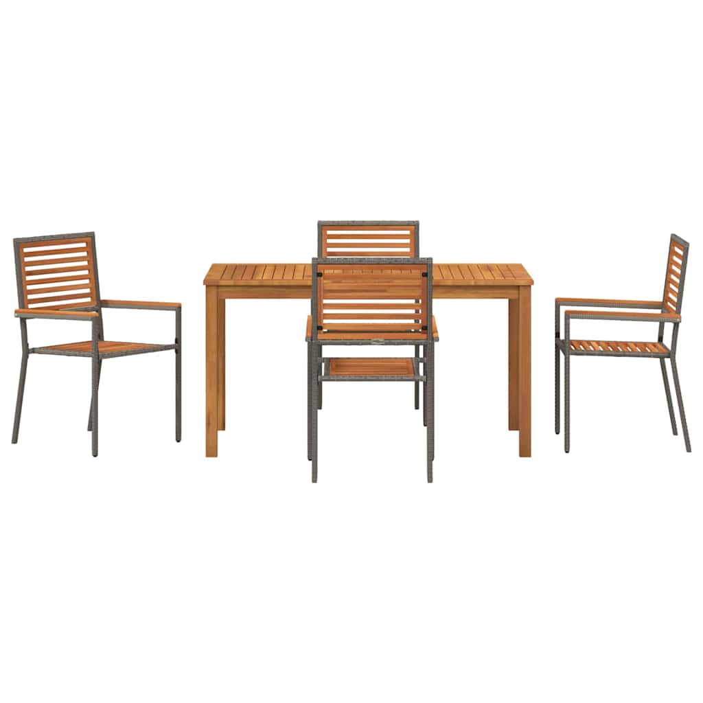 Tuin eettafelset 5 pcs Grijs Massief Acaciahout