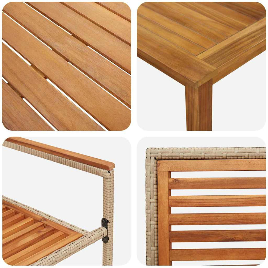 Tuin eettafelset 5 pcs Beige Massief Acaciahout