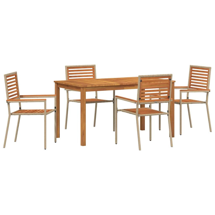 Tuin eettafelset 5 pcs Beige Massief Acaciahout