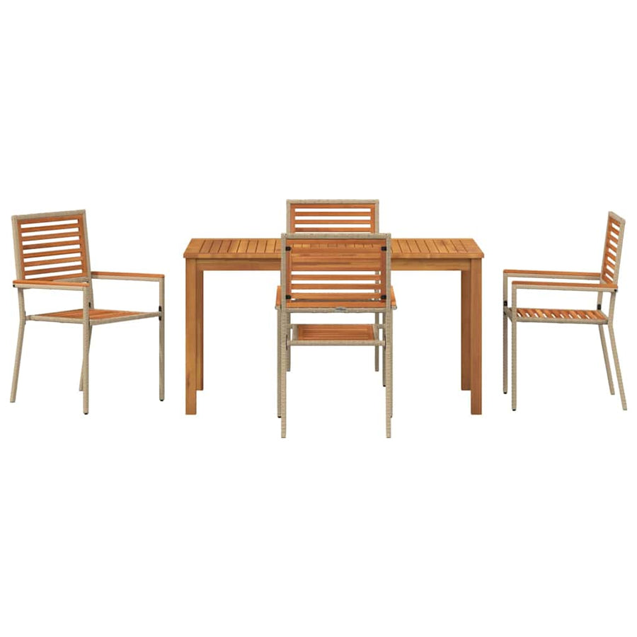 Tuin eettafelset 5 pcs Beige Massief Acaciahout