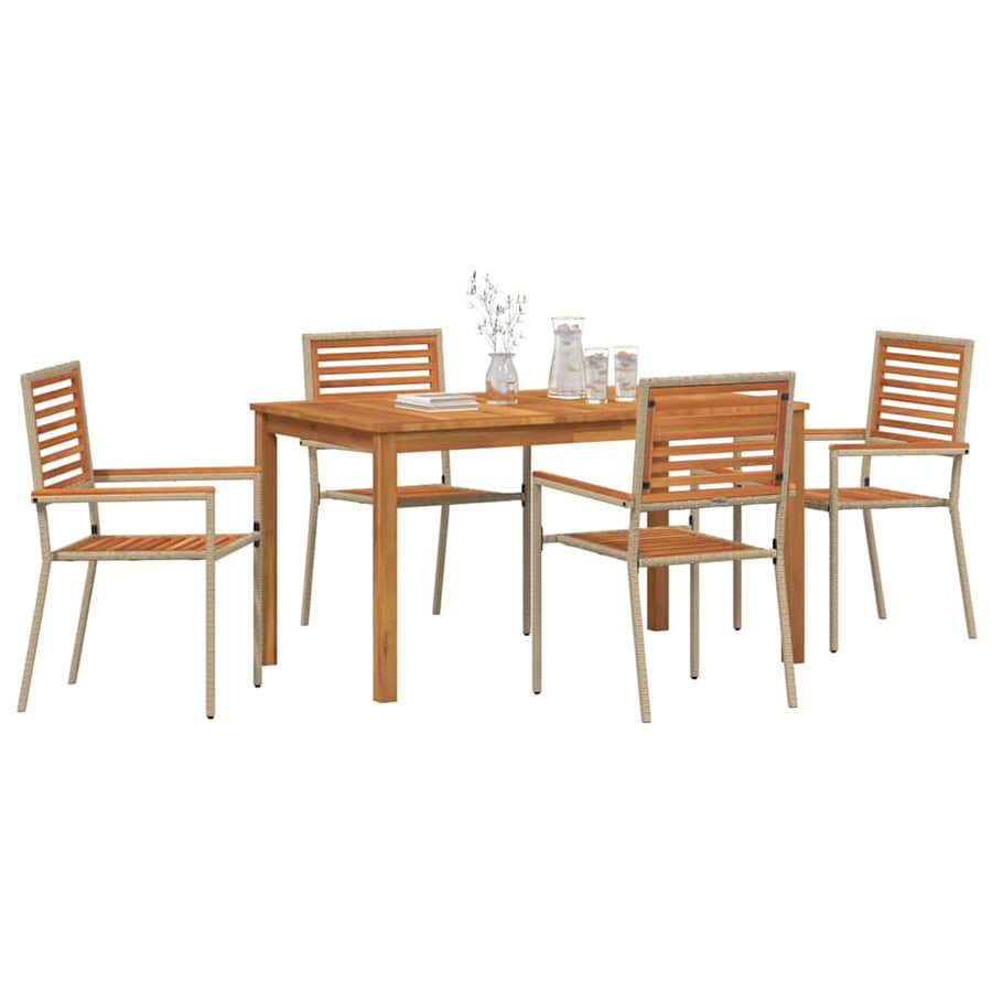 Tuin eettafelset 5 pcs Beige Massief Acaciahout