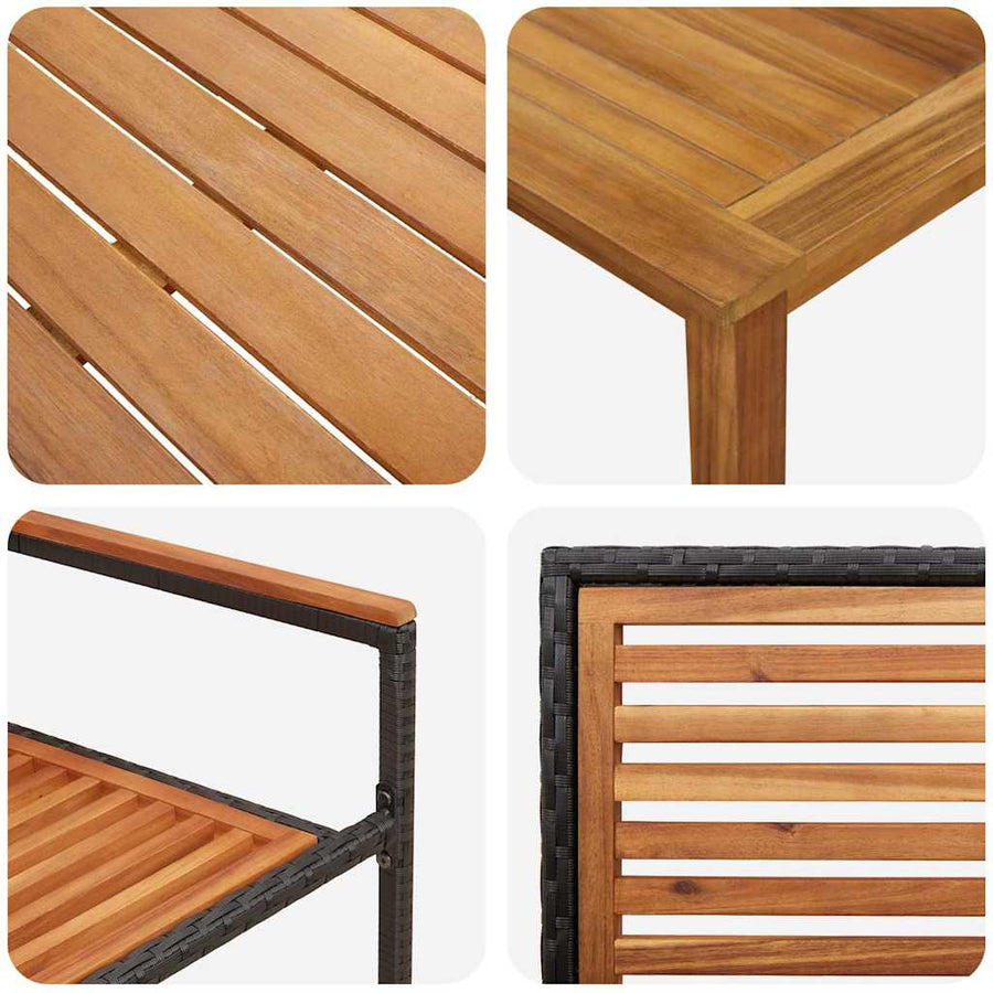 Tuin eettafelset 7 pcs Zwart Massief Acaciahout