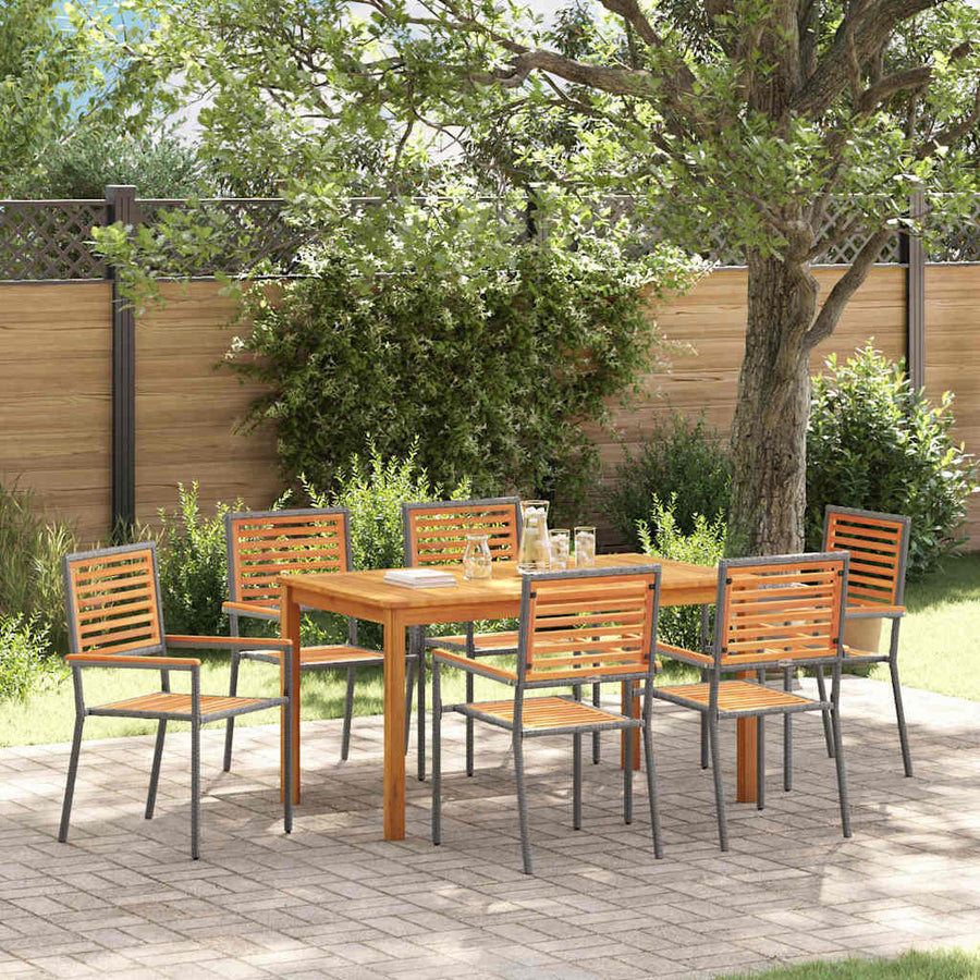 Tuin eettafelset 7 pcs Grijs Massief Acaciahout