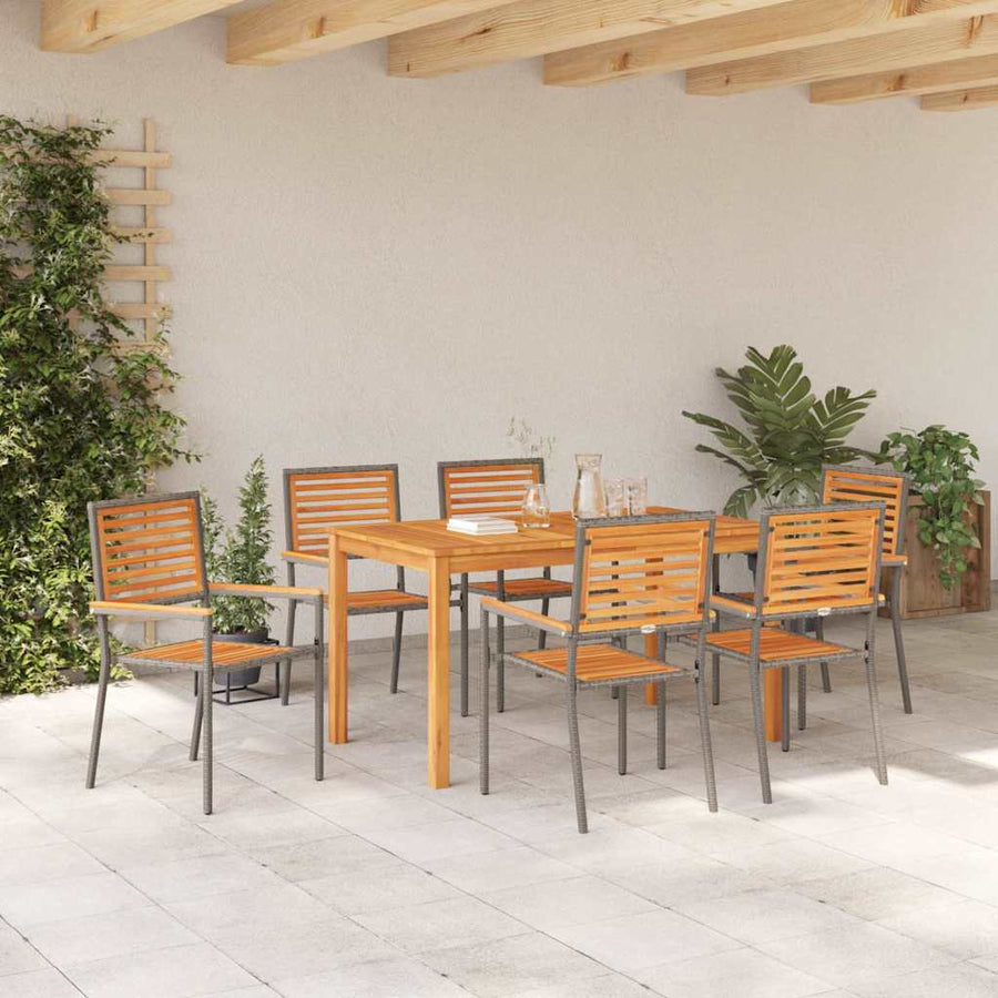 Tuin eettafelset 7 pcs Grijs Massief Acaciahout